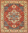 Red Serapi-Style Medallion Rug 8'2" x 9'7"