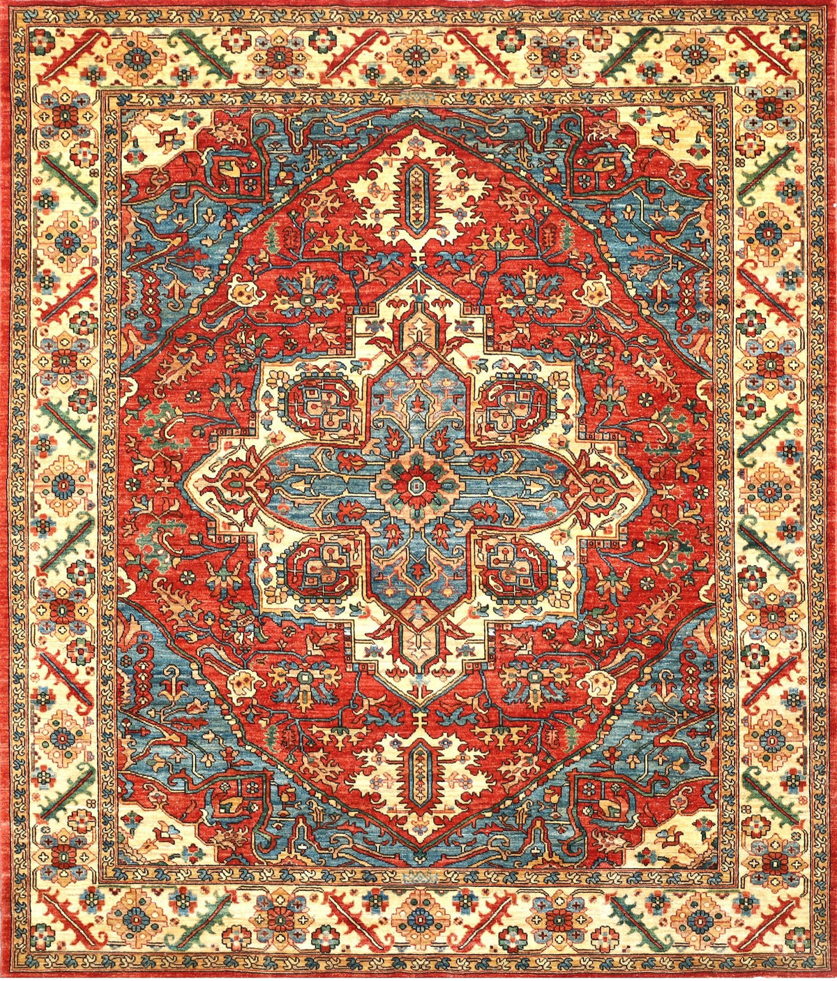 Red Serapi-Style Medallion Rug 8'2" x 9'7"