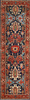 Navy & Red Tribal Runner 3'1" x 10'0"