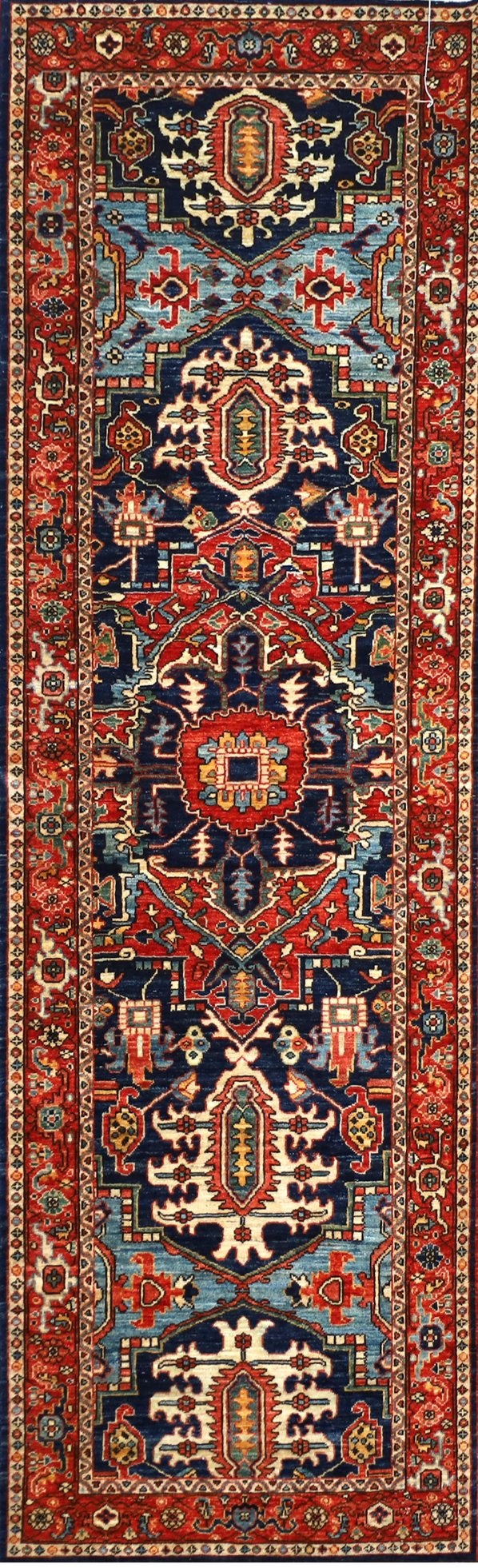 Navy & Red Tribal Runner 3'1" x 10'0"