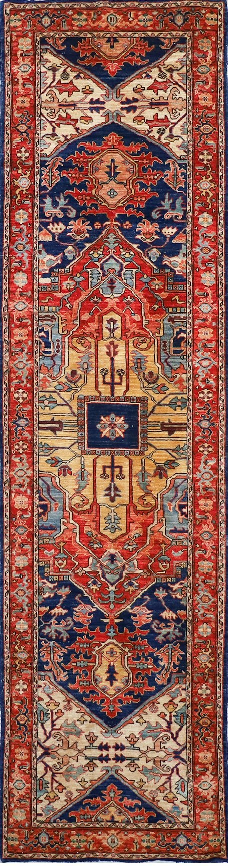 Red & Navy Geometric Runner 3'0" x 11'3"