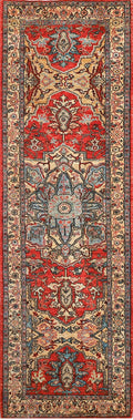 Red & Sand Tribal Runner 3'1" x 9'7"