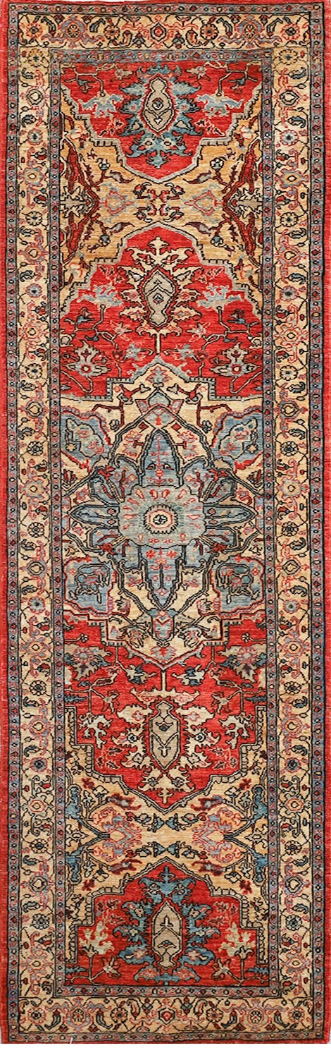 Red & Sand Tribal Runner 3'1" x 9'7"