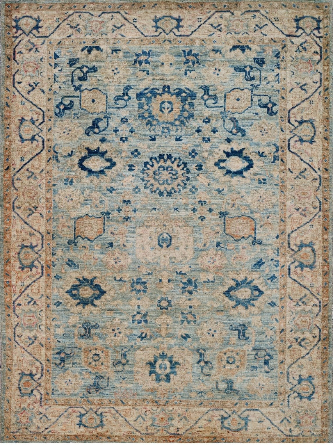 Light Blue Vintage-Wash Rug 4'1" x 6'0"