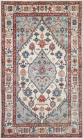 Ivory & Aqua Tribal Medallion Rug 5'8" x 9'0"