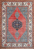 Coral & Blue Diamond Medallion Rug 10'3" x 13'7"