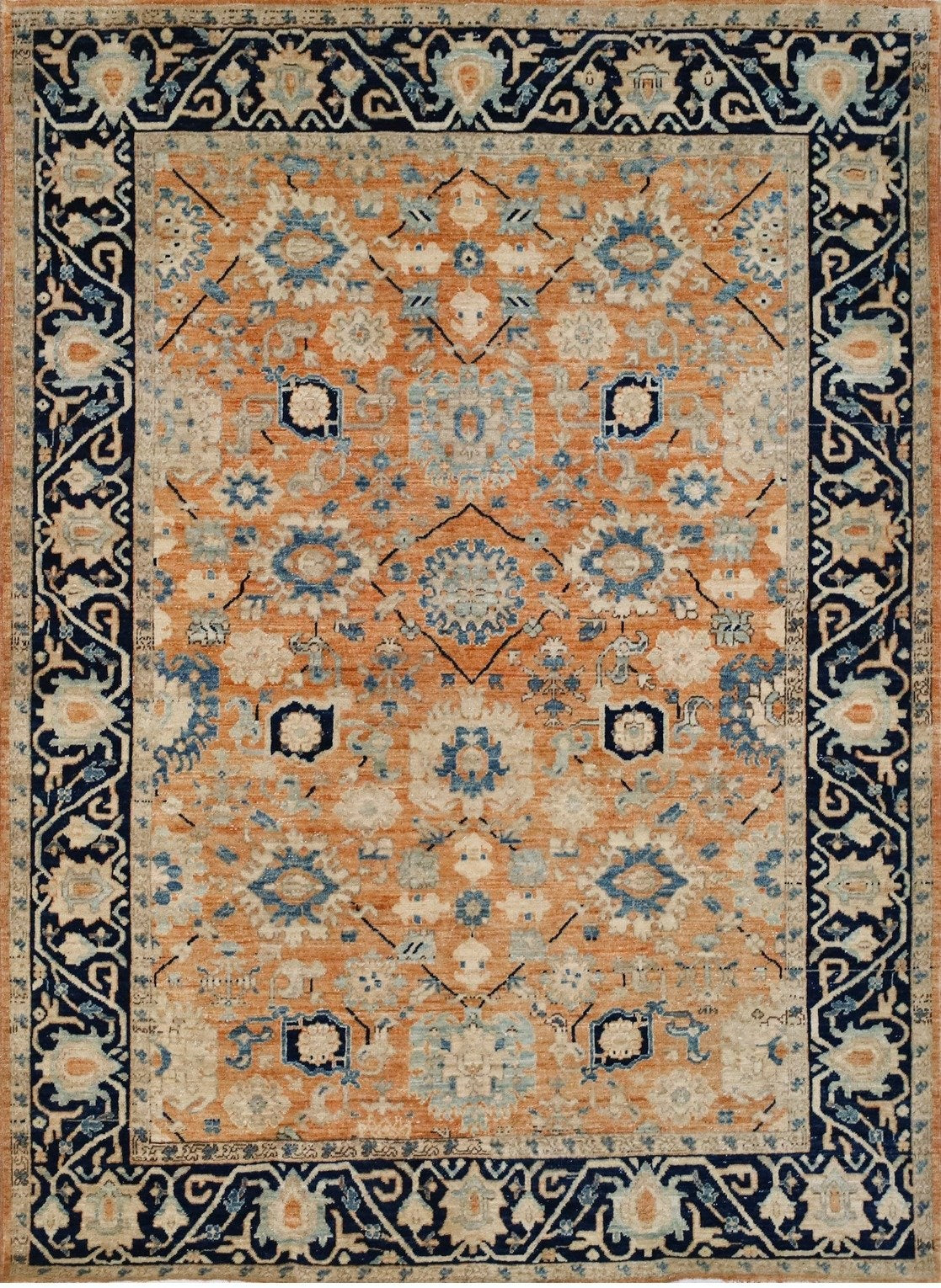 Burnt Orange & Navy Rug 5'1" x 6'10"