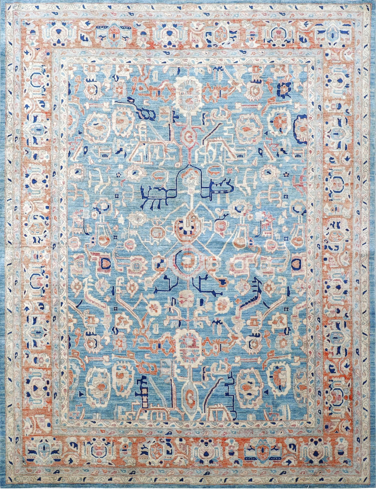 Sky Blue Tribal Rug 8'9" x 11'5"