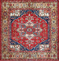 Red & Navy Medallion Rug 5'8" x 6'0"