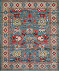 Slate Blue & Red Allover Rug 8'2" x 9'10"