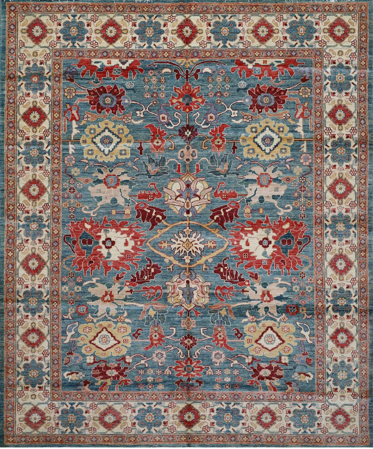 Slate Blue & Red Allover Rug 8'2" x 9'10"