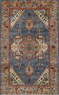 Blue & Ivory Tribal Medallion Rug 4'11" x 7'10"