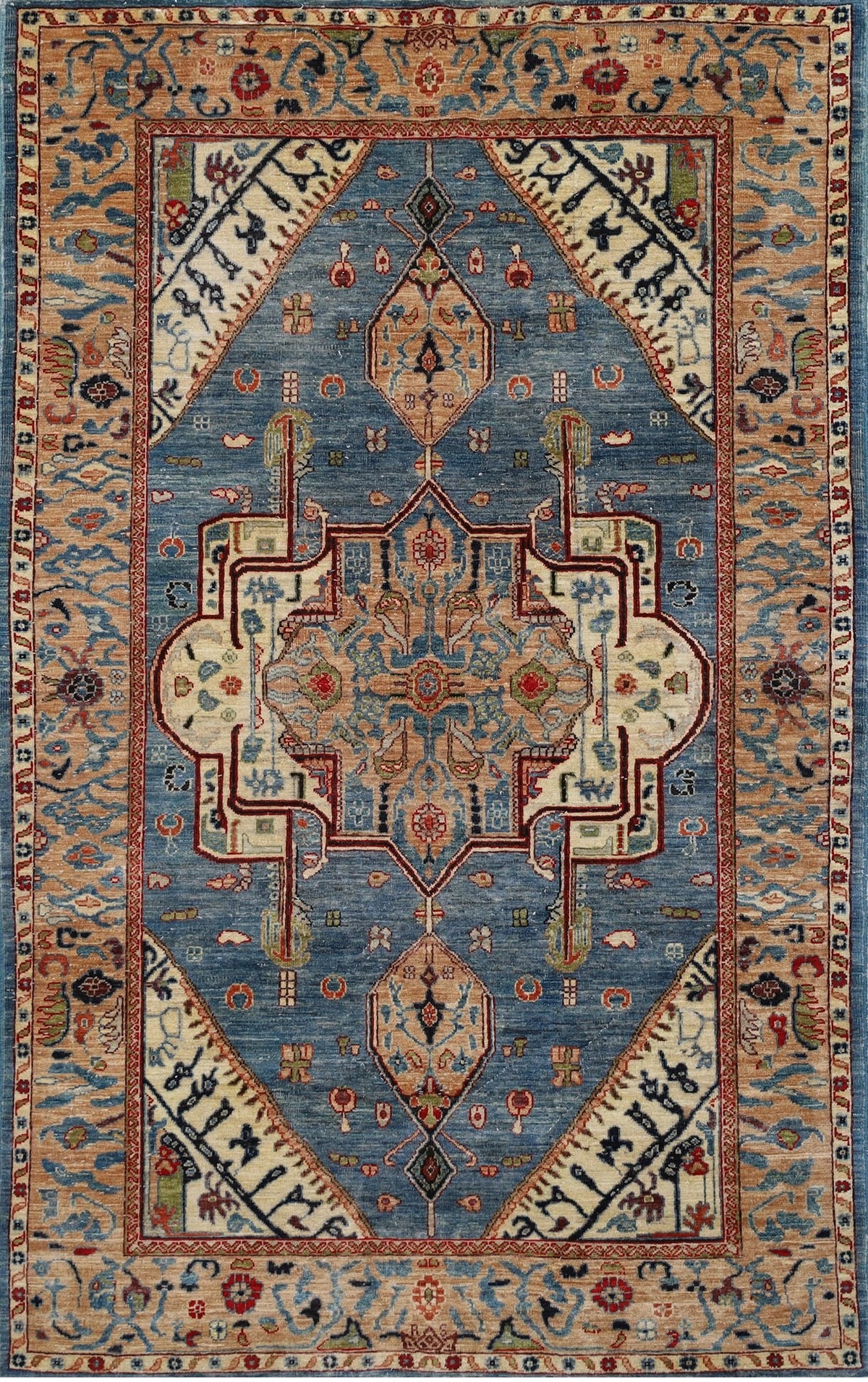 Blue & Ivory Tribal Medallion Rug 4'11" x 7'10"