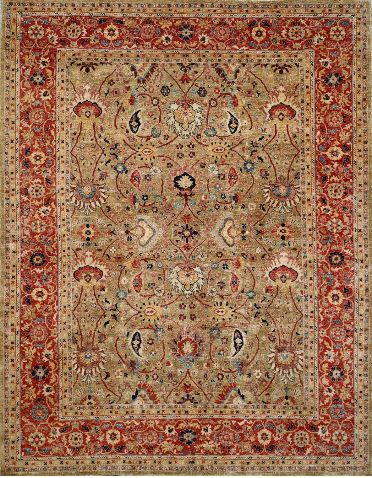 Camel & Red Floral Rug 9'3" x 11'10"