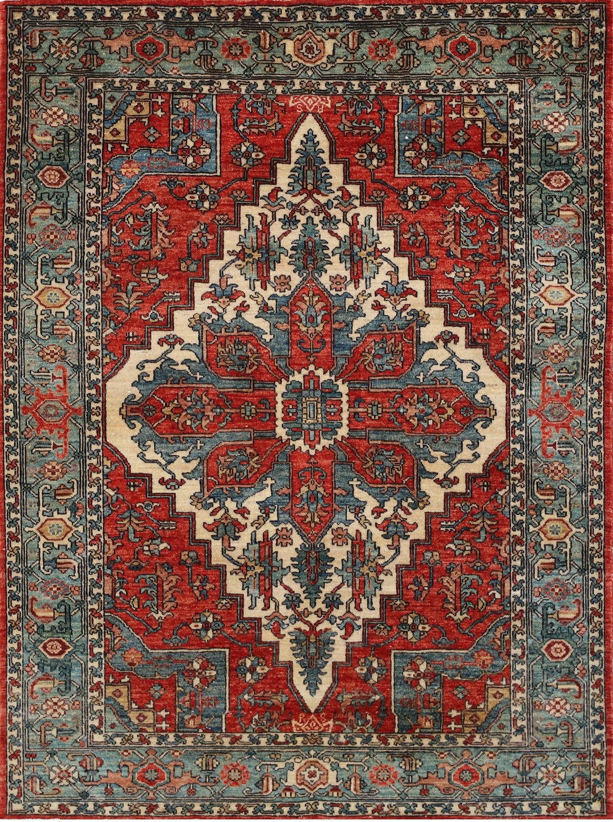 Red & Ivory Medallion Rug 5'0" x 6'8"