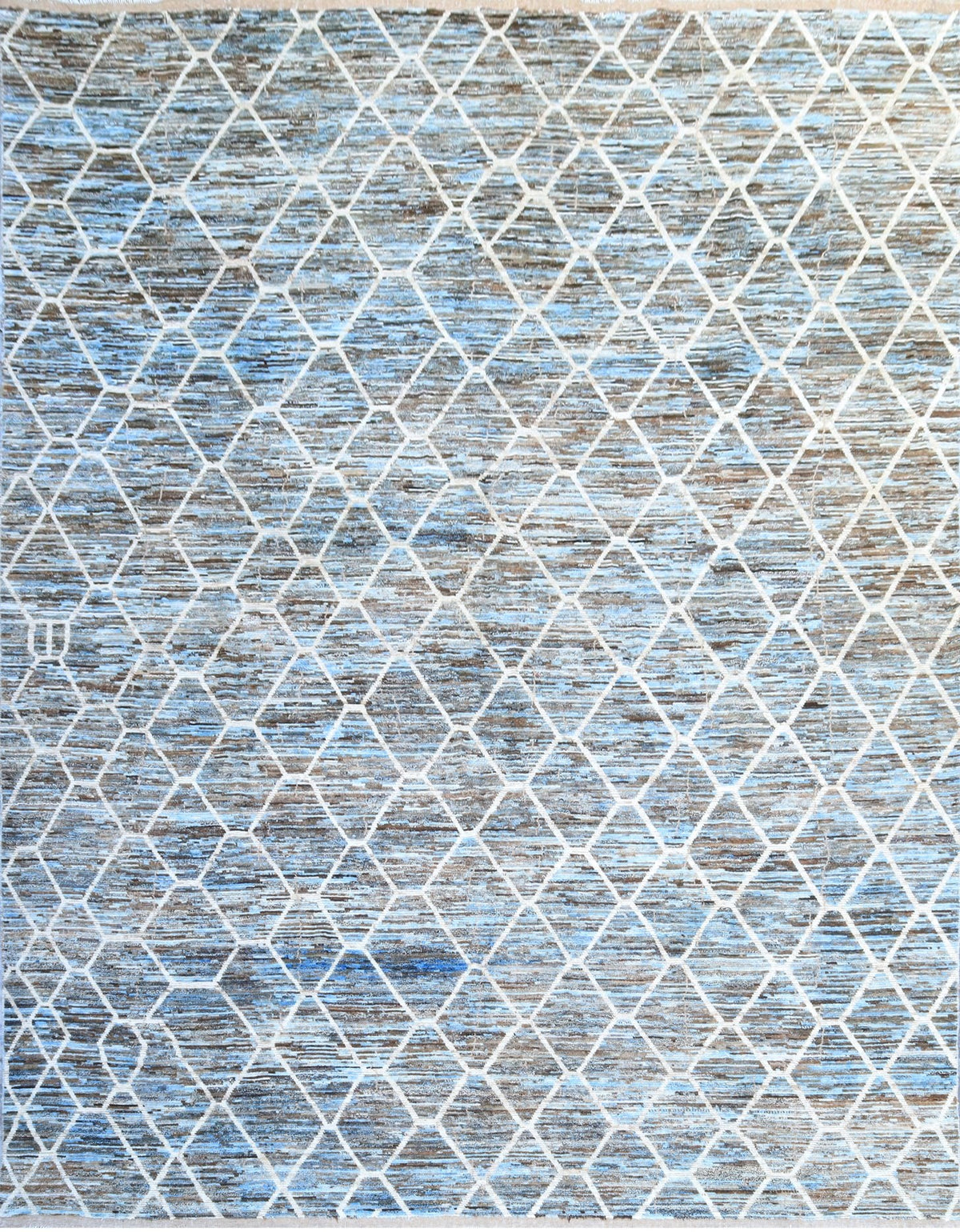 Blue & Gray Moroccan Lattice Rug 13'0" x 17'6"