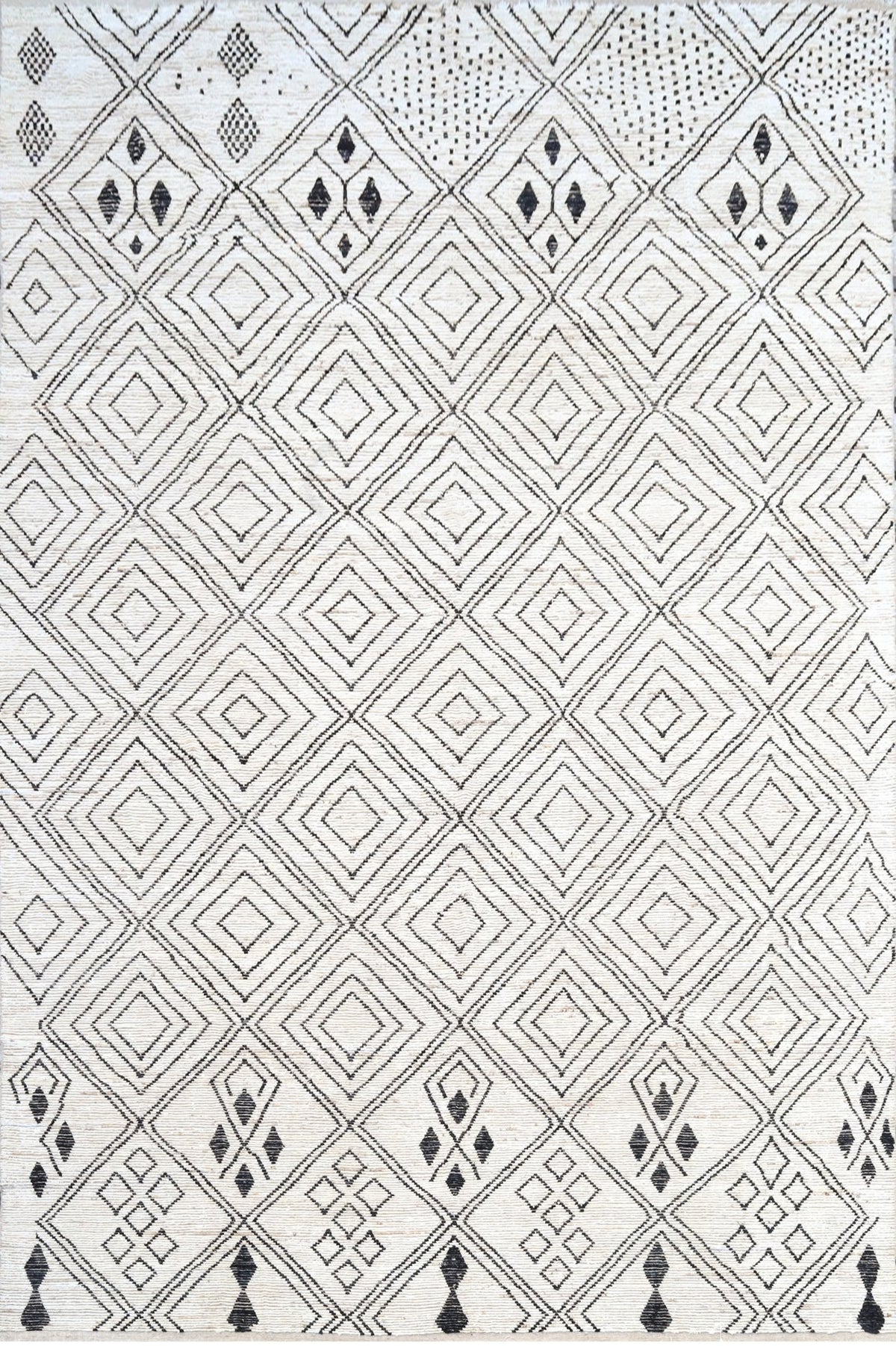 Ivory & Black Moroccan Rug 12'4" x 19'1"