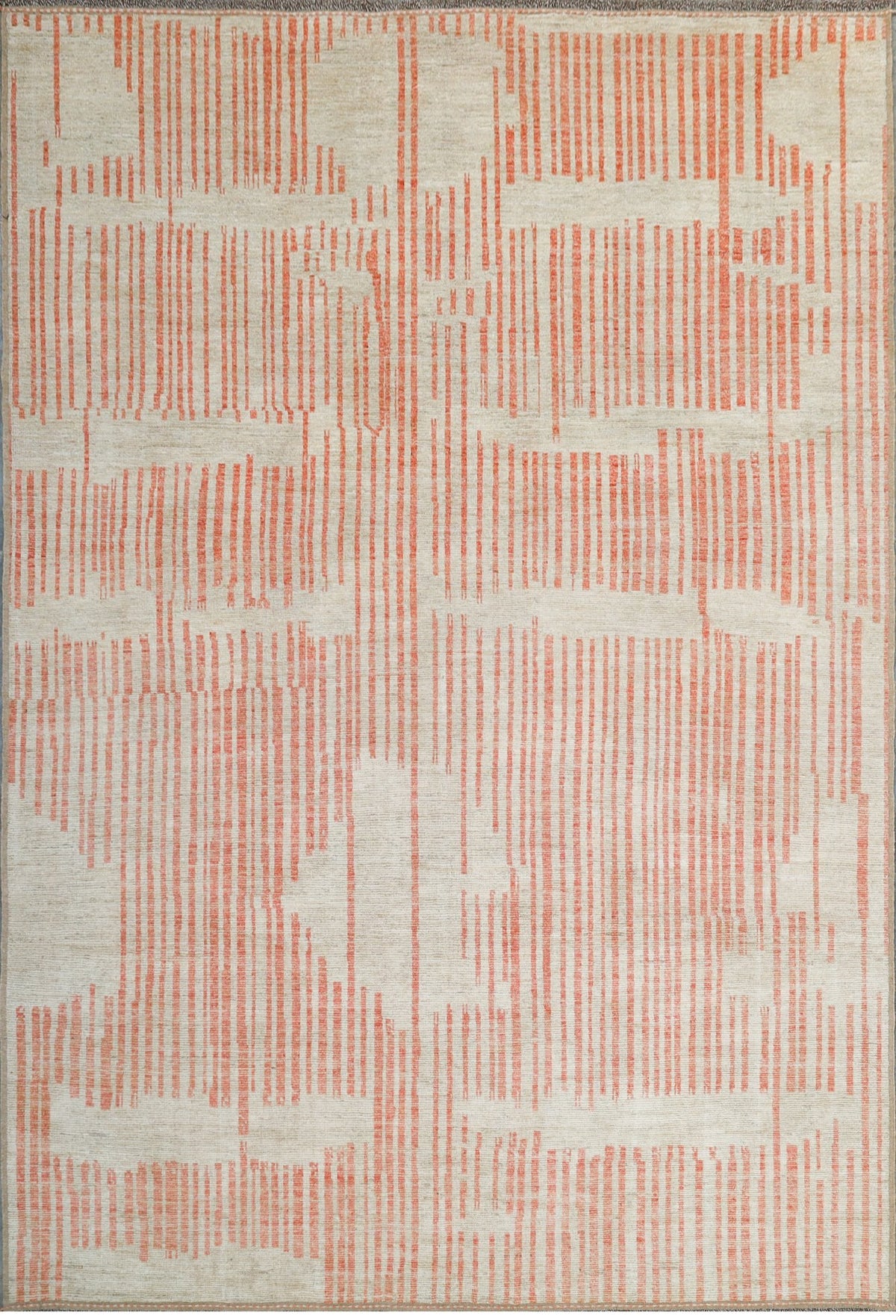Orange & Ivory Modern Moroccan Rug 9'10" x 14'5"