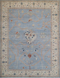 Sky Blue & Ivory Oushak Rug 12'1" x 15'7"