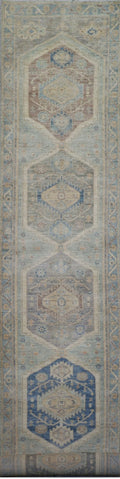 Blue & Taupe Long Runner 2'11" x 23'5"