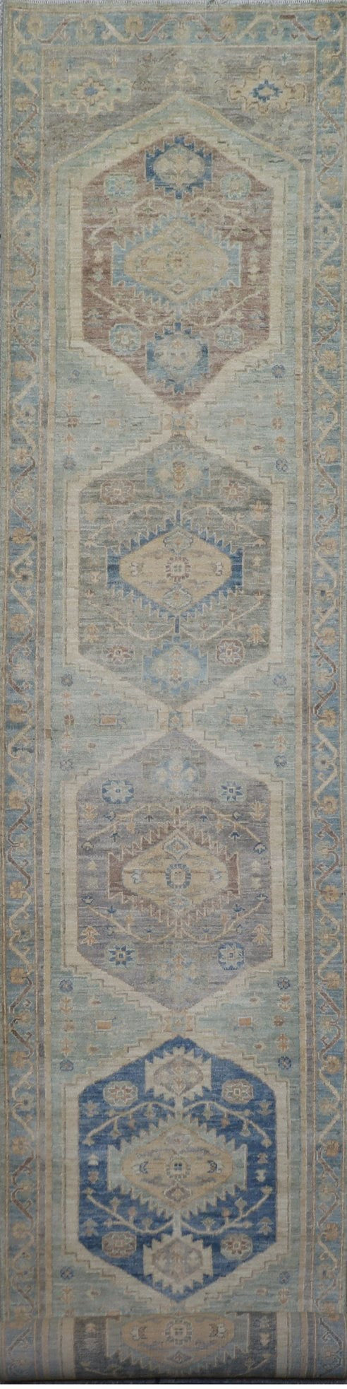 Blue & Taupe Long Runner 2'11" x 23'5"