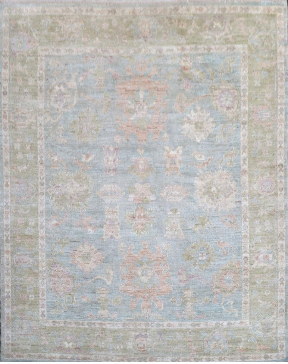 Light Blue & Sage Oushak Rug 8'0" x 10'0"